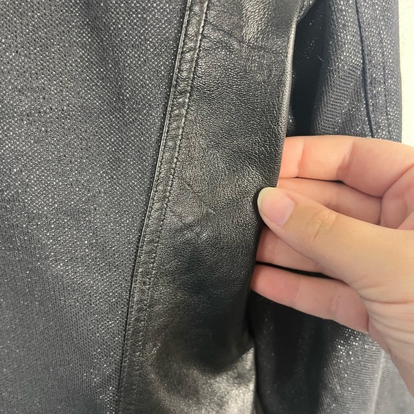 Cynthia Cynthia Steffe Leather Shimmer black Blazer Jacket Size large - Picture 8 of 8